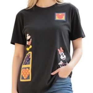 Y2K Disney Mickey & Minnie Graphic Tee Black Cartoon Shirt Small